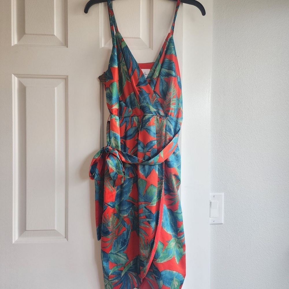 NWOT Anthropologie Nicole Miller NY Electric Floral Red Festival Dress - Picture 3 of 10